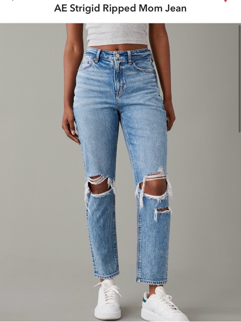 American Eagle Outfitters Light Blue Ripped Straight Leg Jeans
